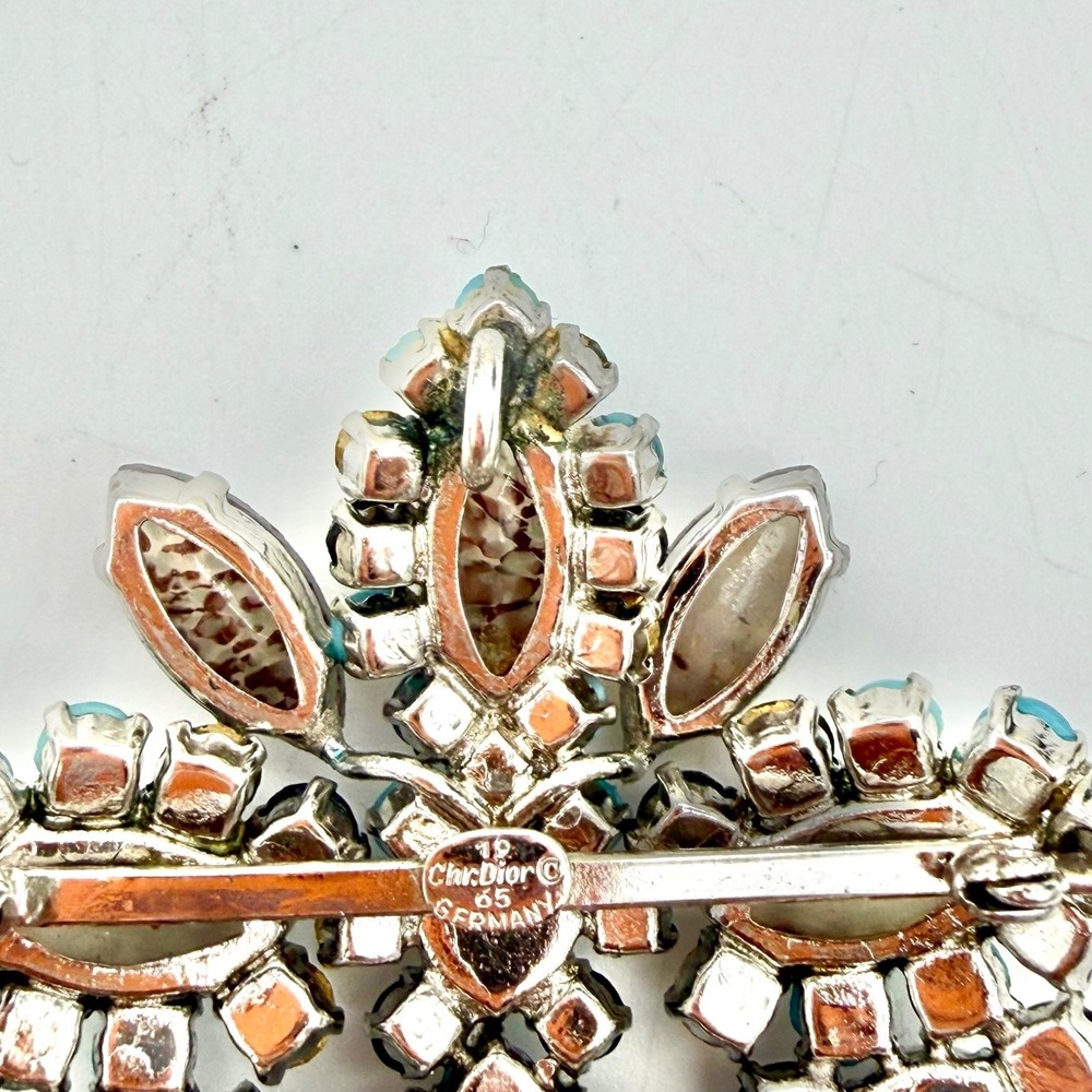 Vtg 1965 Christian Dior Gropoix Glass Brooch Pendant  Grosse Germany - Picture 7 of 16